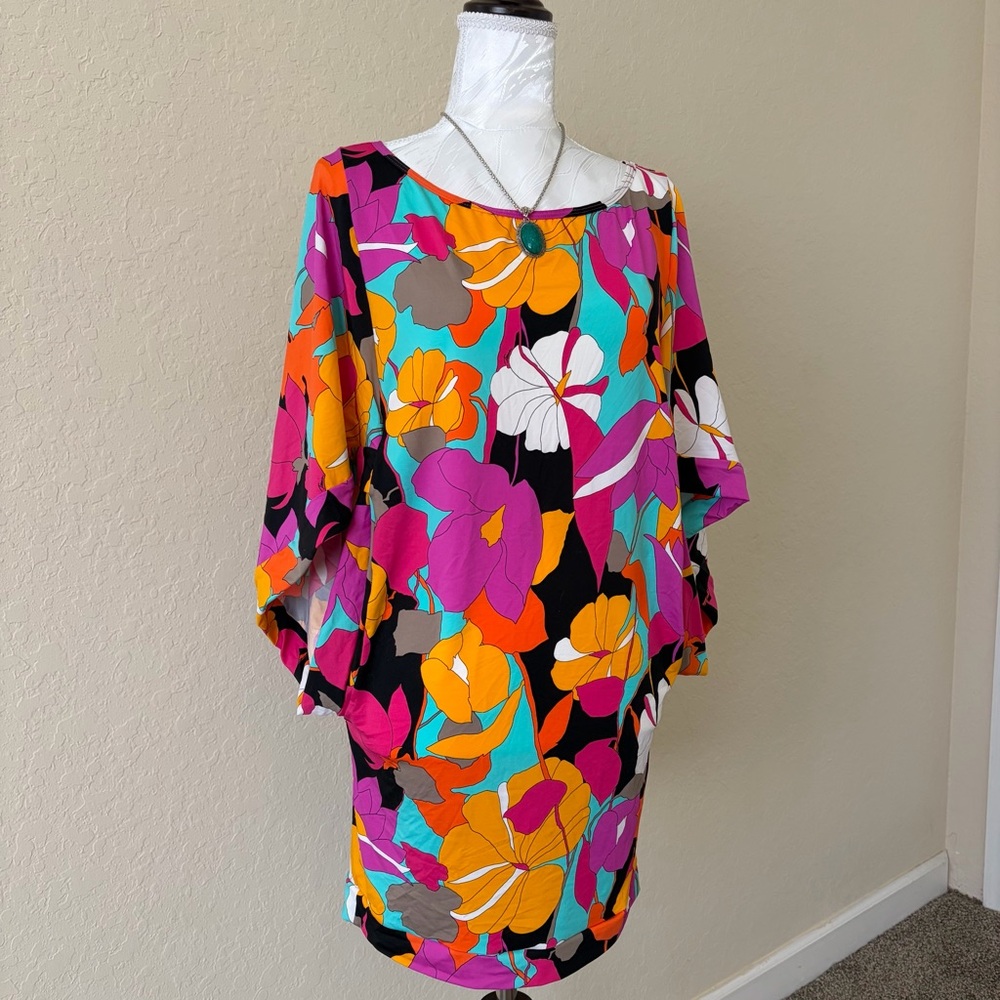 Trina Turk Gemini Floral‎ Swim Tunic Cover Up Multicolor S